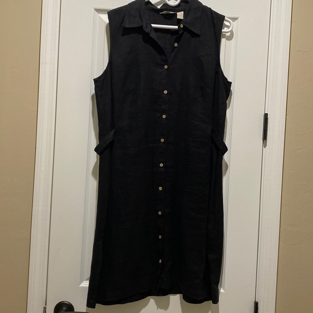 J Jill black linen dress